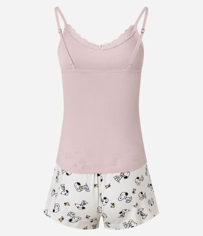 Pijama Short Doll en Rib con Short Estampado Snoopy 5