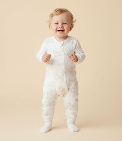 Mono Infantil Canelado con Estampado de Ositos – Talle RN a 24 Meses