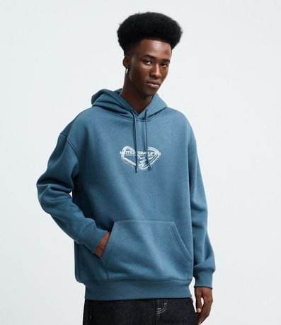 Saco Relajado en Algodón con Felpa y Estampa de Lettering