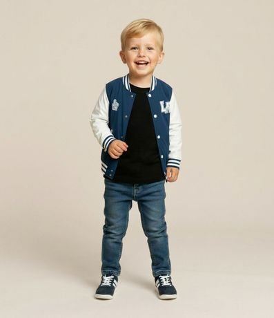 Campera Infantil Bomber con Patches College – Talle 1 a 5/6 años