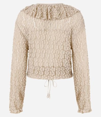 Blusa Bata en Encaje Texturizada con Volados en el Escote 10