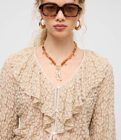 Blusa Bata en Encaje Texturizada con Volados en el Escote 3