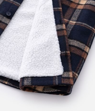 Campera Trucker en Franela con Estampado de Cuadros y Sherpa 11