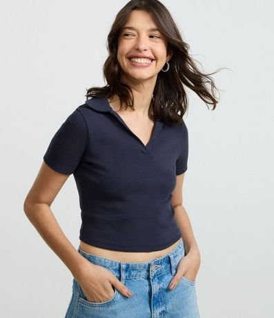 Blusa Polo Alargada en Rib