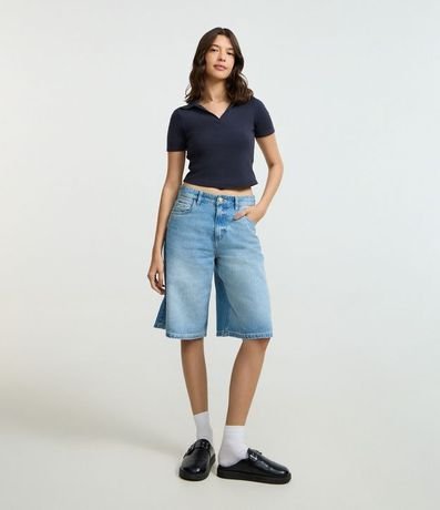 Blusa Polo Alargada en Rib 2