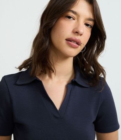 Blusa Polo Alargada en Rib 4