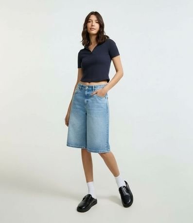 Blusa Polo Alargada en Rib 5