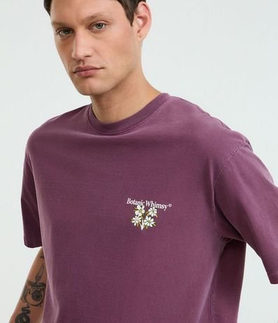 Remera Boxy en Algodón Desteñido con Estampa Frente y Espalda de Flores 5
