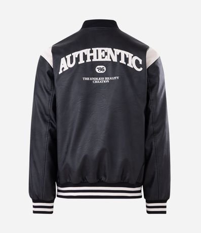 Campera Bomber en PU con Recortes y Bordado al Frente y en la Espalda 2