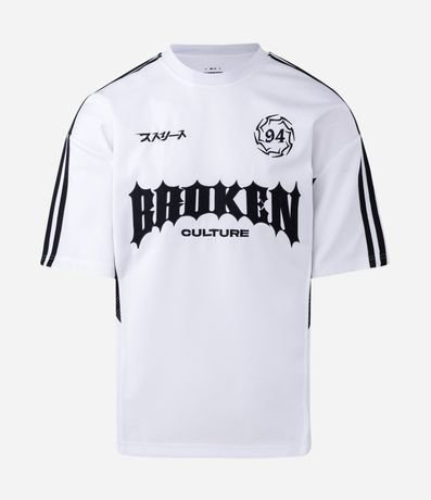 Remera Manga Corta en Tejido Sintético y Lettering Broken Culture