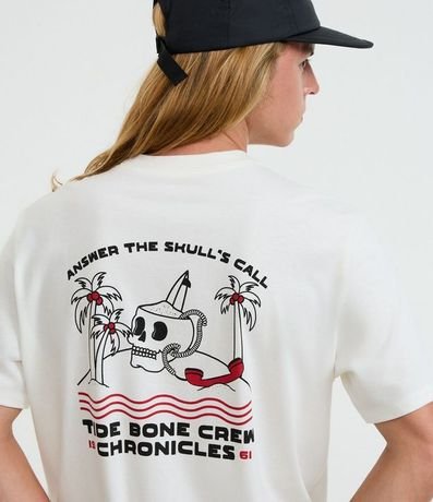 Remera Comfort en Algodón con Estampado de Calavera y Lettering Tide Bone Crew Chronicles 3