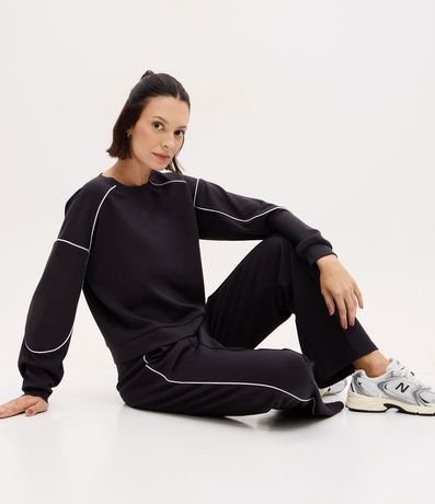 Buzo Deportivo Oversized en Modal con Friso Contrastante