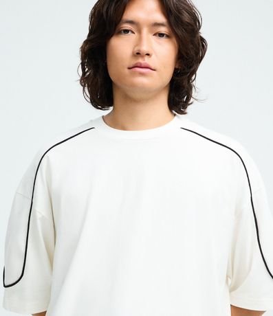 Remera Manga Corta en Algodón con Raya Contrastante en el Hombro 3
