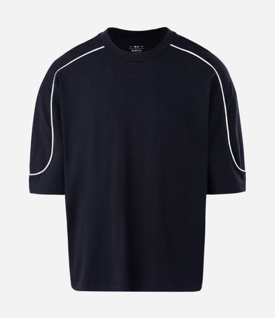 Remera Manga Corta en Algodón con Raya Contrastante en el Hombro 4