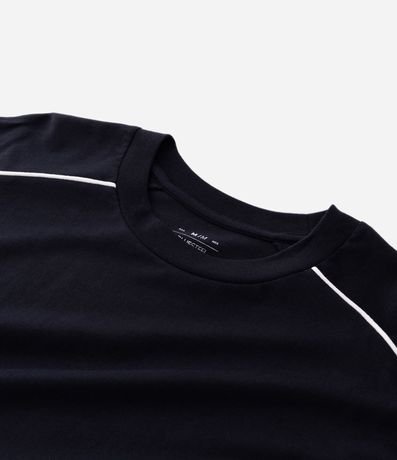 Remera Manga Corta en Algodón con Raya Contrastante en el Hombro 7