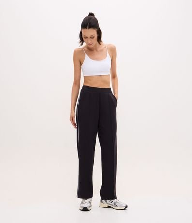 Pantalón Recto Deportivo en Modal con Cintura en Rib y Friso Contrastante 1