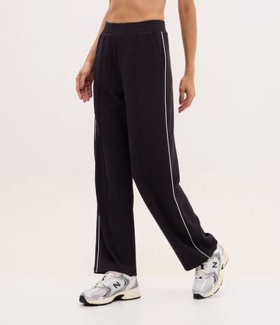 Pantalón Recto Deportivo en Modal con Cintura en Rib y Friso Contrastante 2