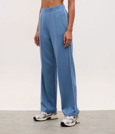 Pantalón Recto Deportivo en Modal con Cintura en Rib y Friso Contrastante 2