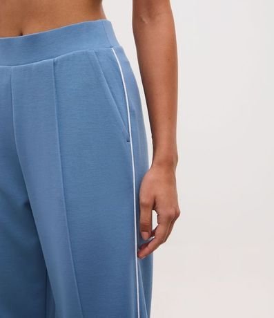 Pantalón Recto Deportivo en Modal con Cintura en Rib y Friso Contrastante 3