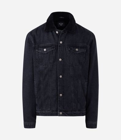 Chaqueta Masculina en Denim con Cuello Sherpa 5