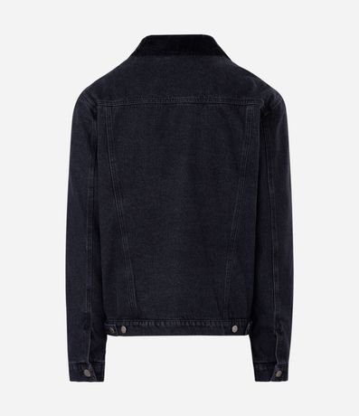 Chaqueta Masculina en Denim con Cuello Sherpa 6