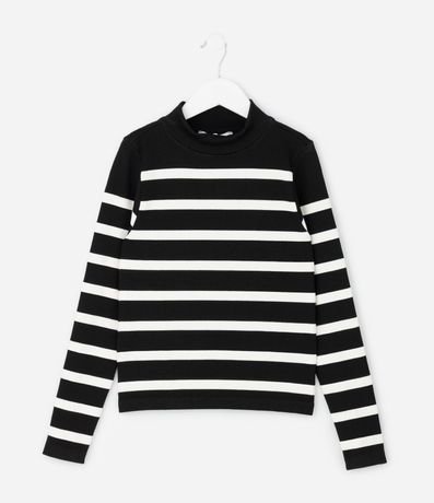 Remera Infantil Seamless Rayada con Cuello Alto – Talle 5 a 14 años