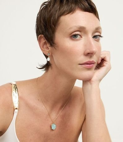 Conjunto de Collar con Colgante Geométrico y Caravanas Pequeñas