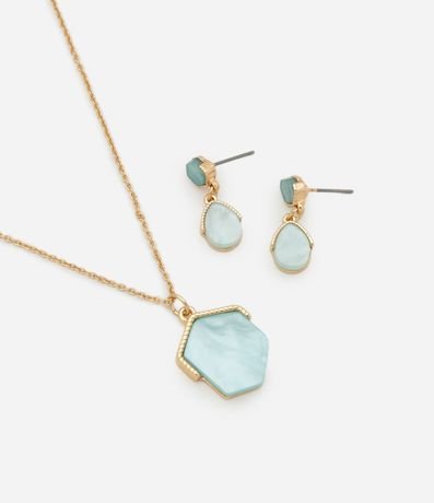 Conjunto de Collar con Colgante Geométrico y Caravanas Pequeñas 2