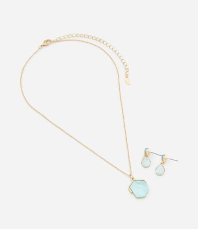 Conjunto de Collar con Colgante Geométrico y Caravanas Pequeñas 3