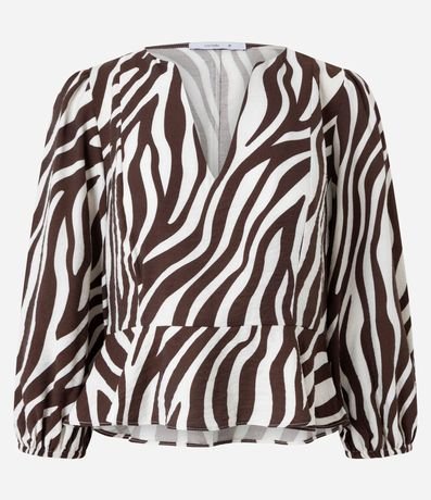 Blusa en Crepé con Manga Abullonada y Estampa Zebra 5