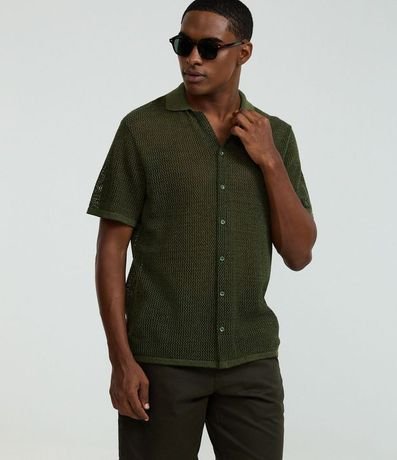 Camisa Regular Texturizado con Textura Efecto Ganchillo
