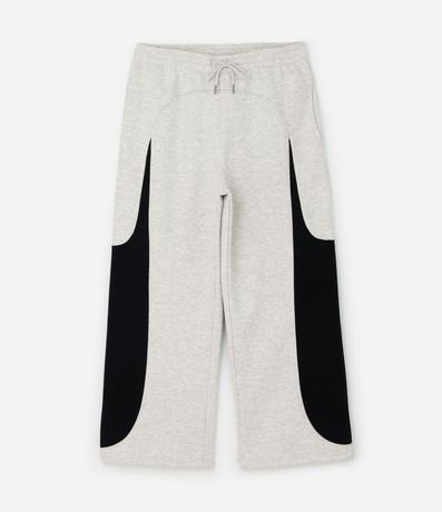 Pantalón en Algodón con Felpa y Paneles en los Laterales