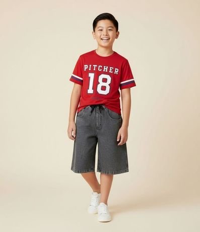 Bermuda Infantil Baggy en Jeans Liso Baggy Cintura elástica FUO_SS26_BEP_0033 Street 5 a 14