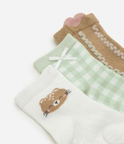 Kit 3 Medias Infantiles con Osita y Frufru - Talle RN a 12 meses 3