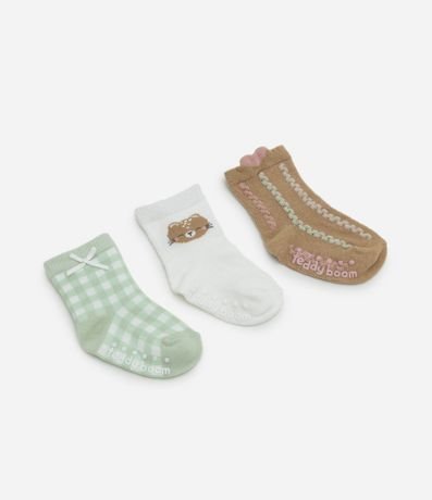 Kit 3 Medias Infantiles con Osita y Frufru - Talle RN a 12 meses