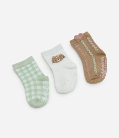 Kit 3 Medias Infantiles con Osita y Frufru - Talle RN a 12 meses 2