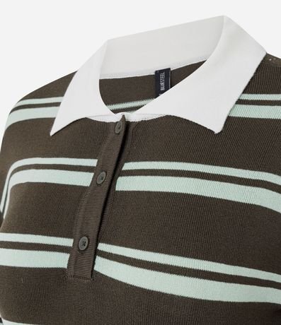 Buzo Slim Polo en Punto Listrado con Manga Larga 7