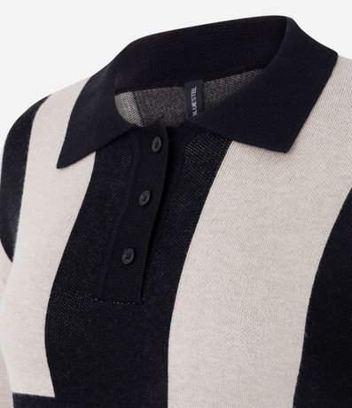 Buzo Oversized Listrado en Punto con Cuello Polo 2