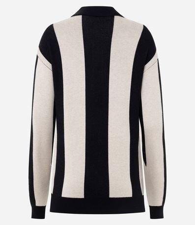 Buzo Oversized Listrado en Punto con Cuello Polo 3