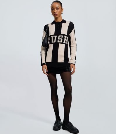 Buzo Oversized Listrado en Punto con Cuello Polo 2