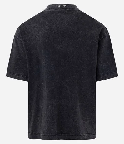 Remera en Algodón con Estampado Lettering Piercing y Cuello alto 3