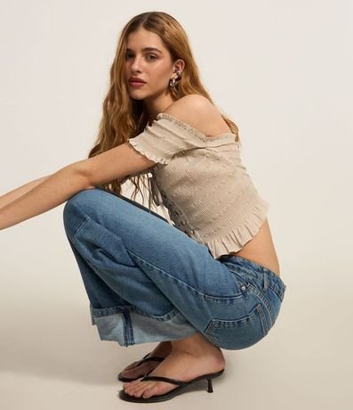 Pantalón Loose en Jeans Raw con Bajo Plegado 6