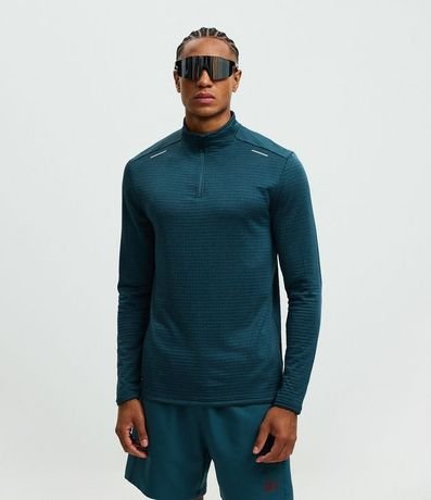 Remera Térmica Deportiva Acanalada y Cuello con Cierre