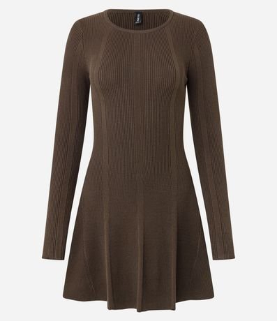 Vestido Skater Manga Larga en Punto Canelado 5