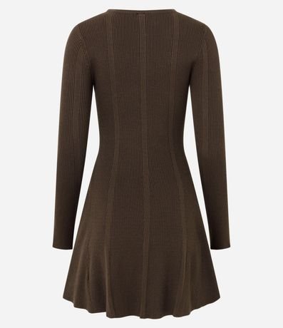 Vestido Skater Manga Larga en Punto Canelado 7