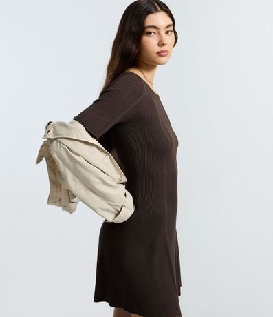Vestido Skater Manga Larga en Punto Canelado 4