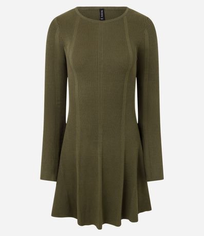 Vestido Skater Manga Larga en Punto Canelado 5