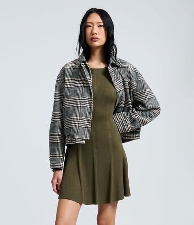 Vestido Skater Manga Larga en Punto Canelado