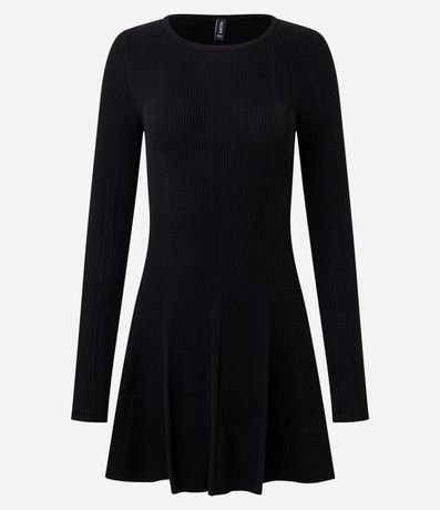 Vestido Skater Manga Larga en Punto Canelado 5