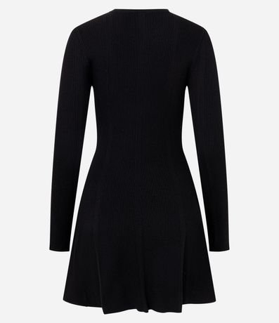 Vestido Skater Manga Larga en Punto Canelado 7